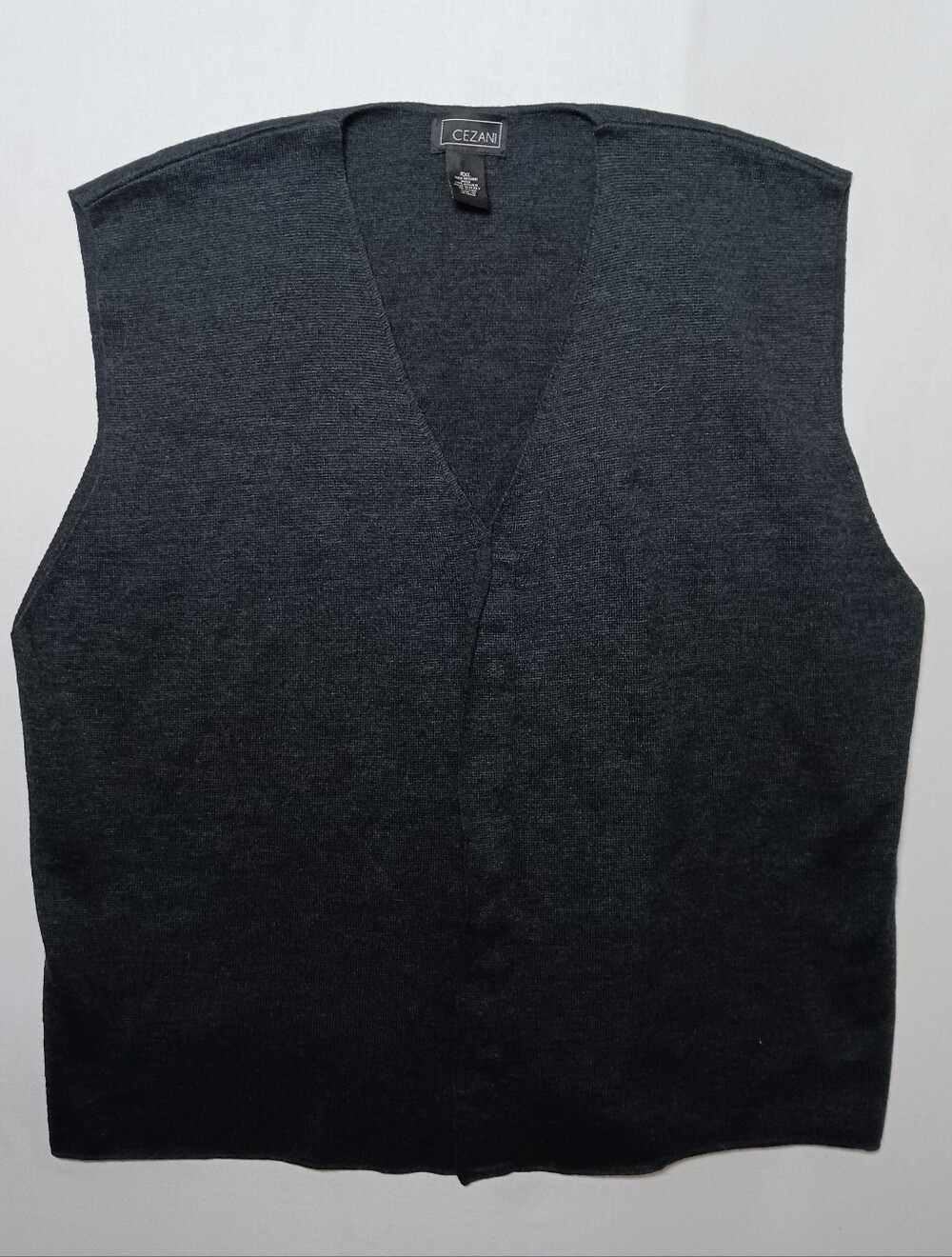 Cezani Mens Merino Wool Blend Grandpa Sweater Vest XXL Dark Gray Tweed Italy
